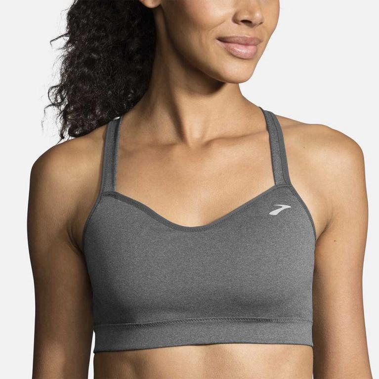 Brooks Uprise Crossback NZ - Women's Running Bra - Grey (59632-NSIE)